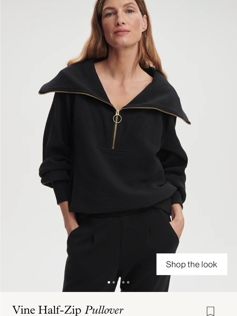 Varley Vine Half-Zip Pullover - Black with Gold Zip